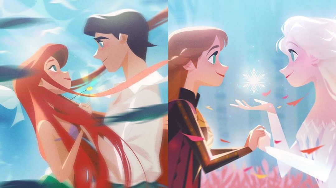 Maravillosas ilustraciones de parejas Disney - Friki Maestro