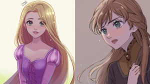 Las princesas de Disney en versión anime