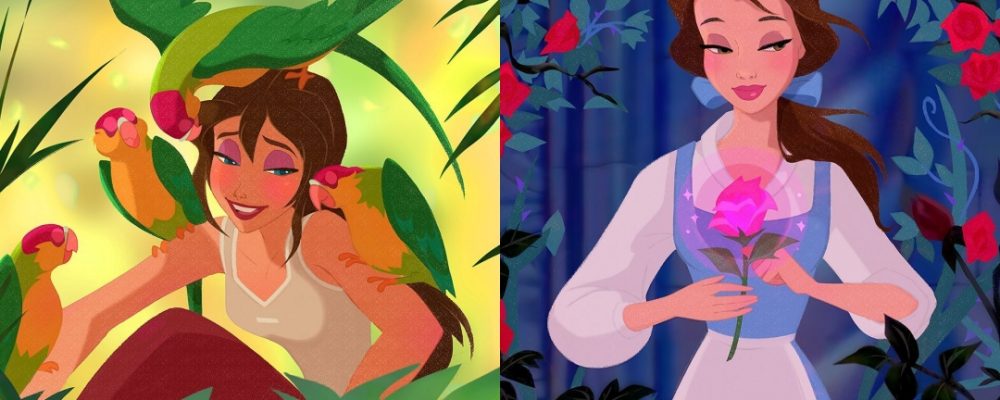 ilustraciones de Princesas Disney de Crystal